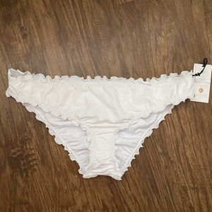 White scrunch ruffle bikini bottoms size medium
